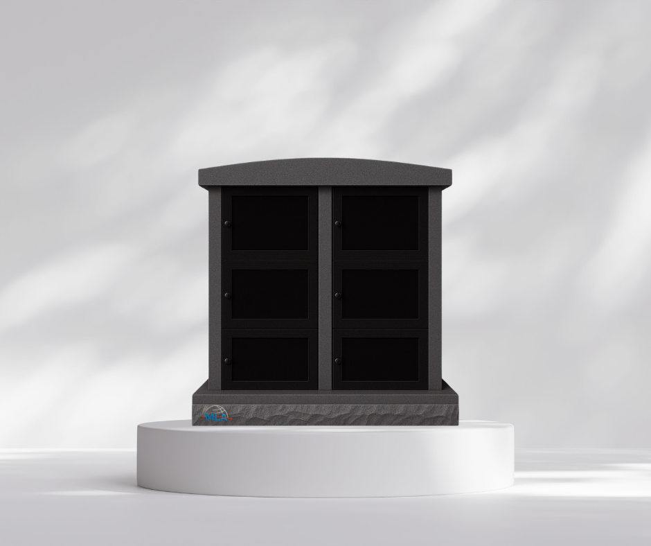 6-Niche Columbarium Imperial Gray with Black Doors